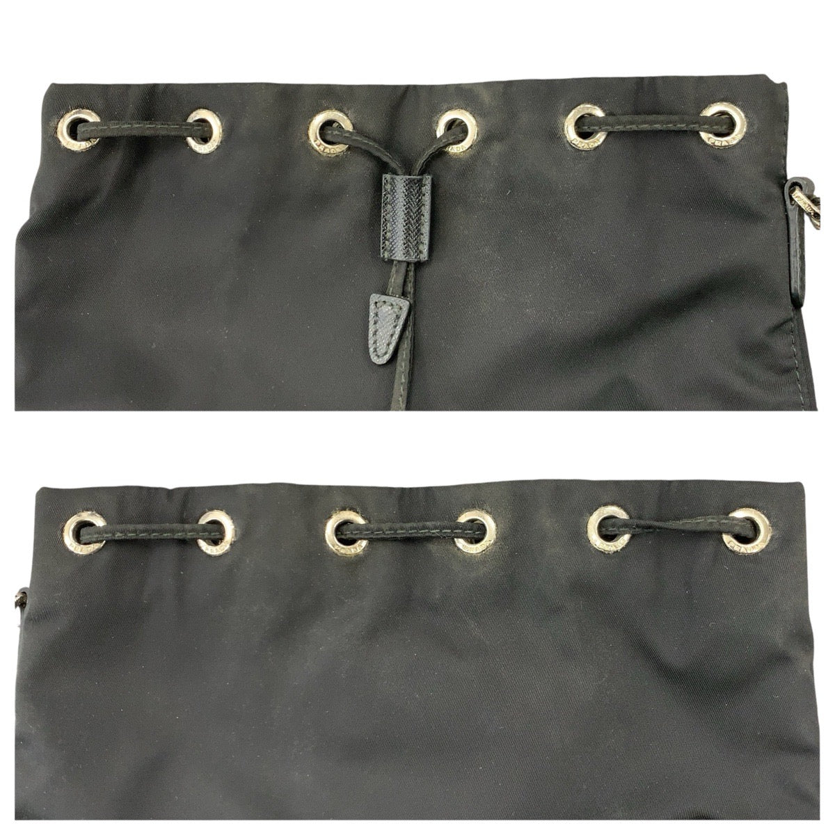 24721
PRADA プラダ テスート ブラック 黒 シルバー金具 ナイロン ポーチ 巾着ポーチ レディース ABP35