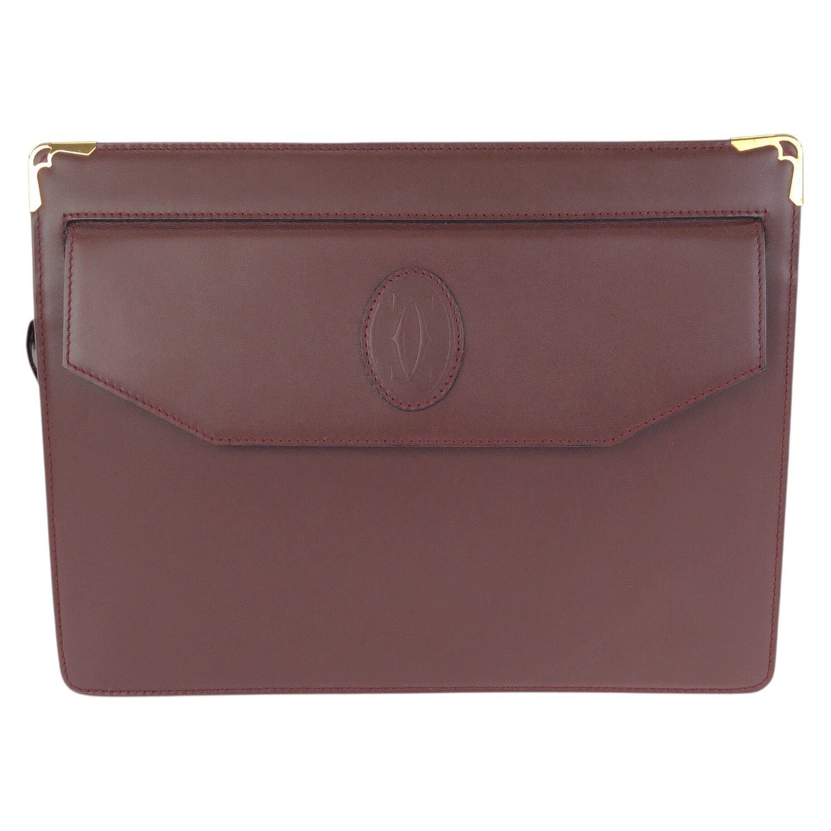 24723
CARTIER カルティエ マストライン ワインレッド ボルドー ゴールド金具 レザー クラッチバッグ セカンドバッグ 男女兼用 メンズ ABP14