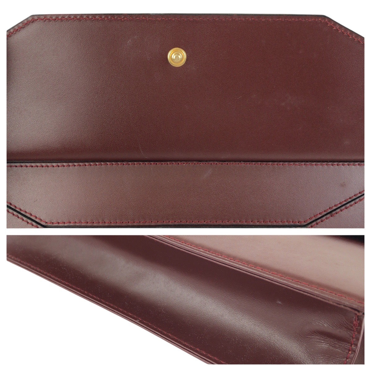 24723
CARTIER カルティエ マストライン ワインレッド ボルドー ゴールド金具 レザー クラッチバッグ セカンドバッグ 男女兼用 メンズ ABP14