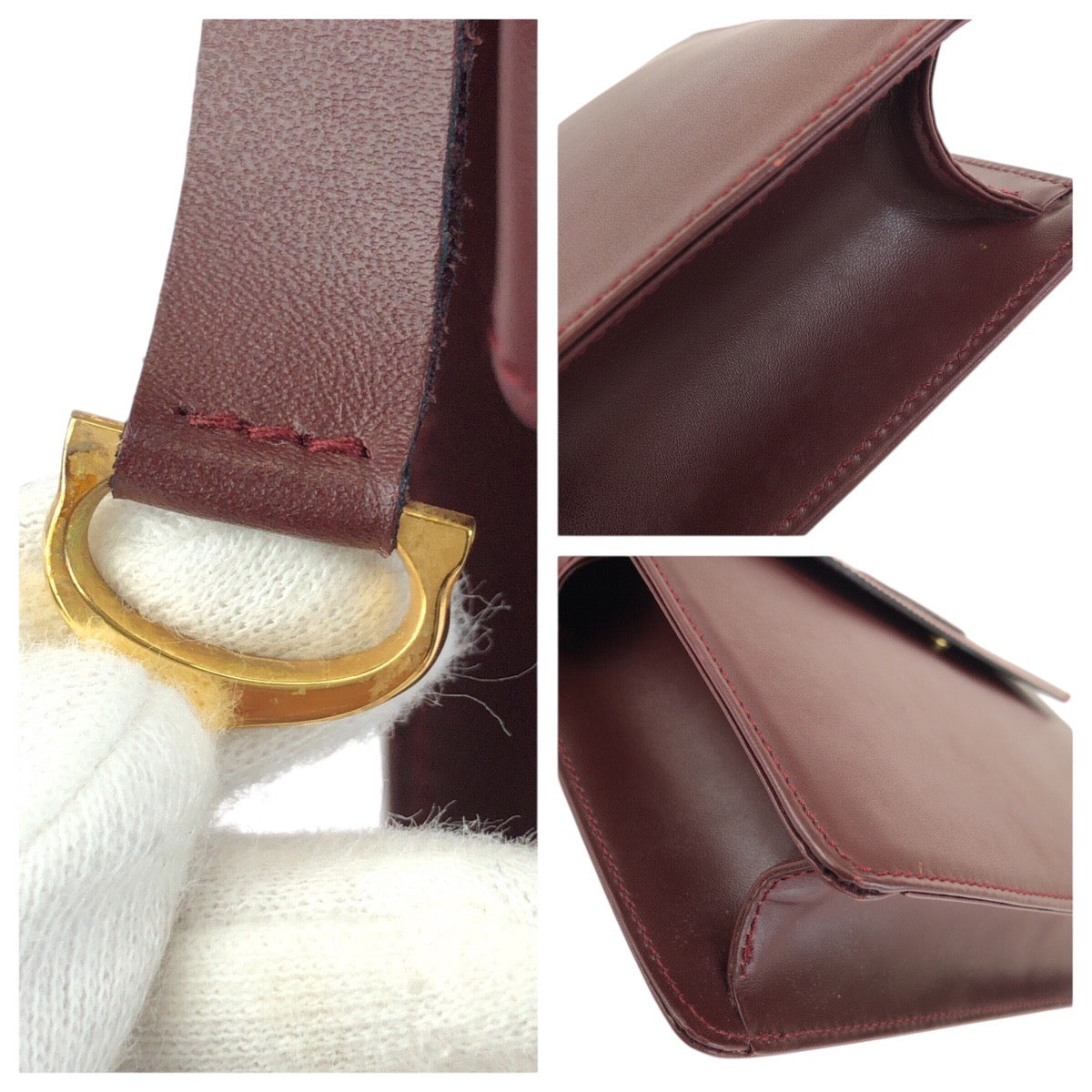 24723
CARTIER カルティエ マストライン ワインレッド ボルドー ゴールド金具 レザー クラッチバッグ セカンドバッグ 男女兼用 メンズ ABP14
