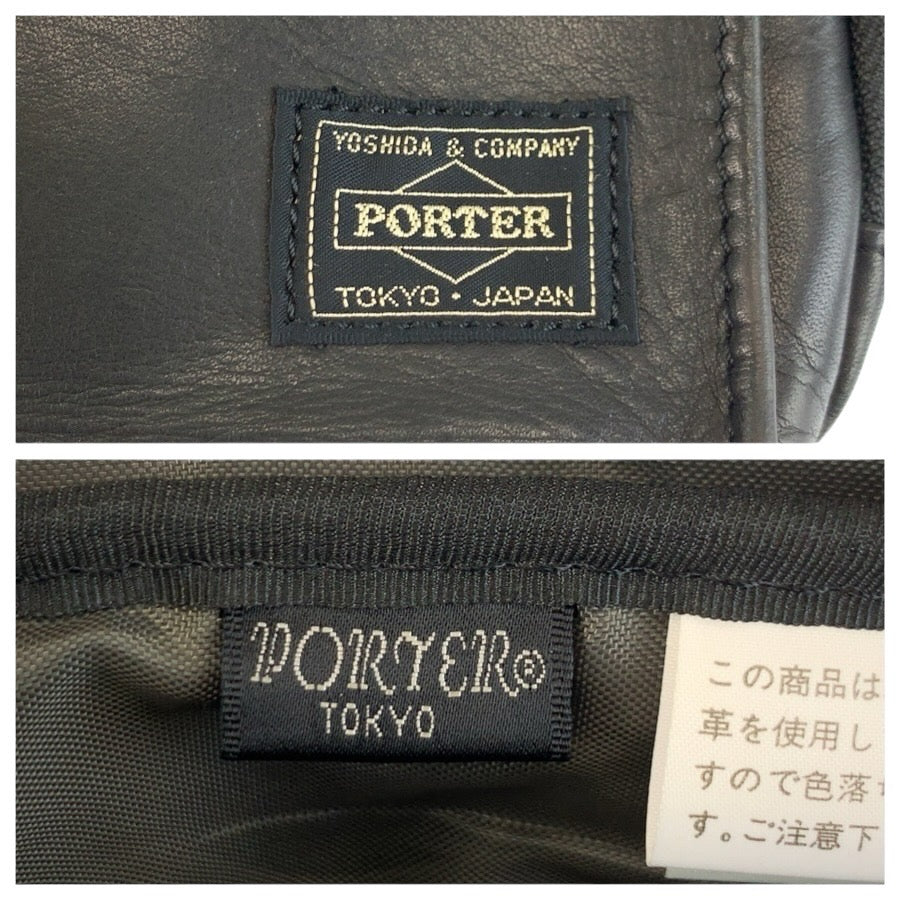 24724
PORTER ポーター アメイズ ブラック 黒 レザー ボディバッグ ウエストバッグ メンズ ABP14