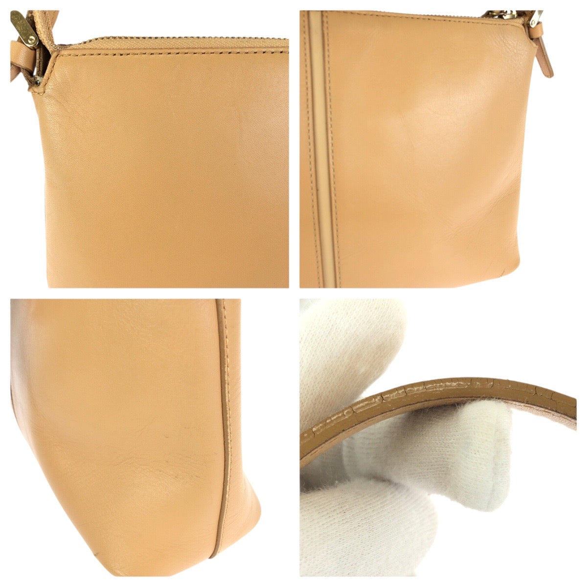 24726
BURBERRY バーバリー ロゴ ベージュ ゴールド金具 レザー ショルダーバッグ ハンドバッグ レディース AB21
