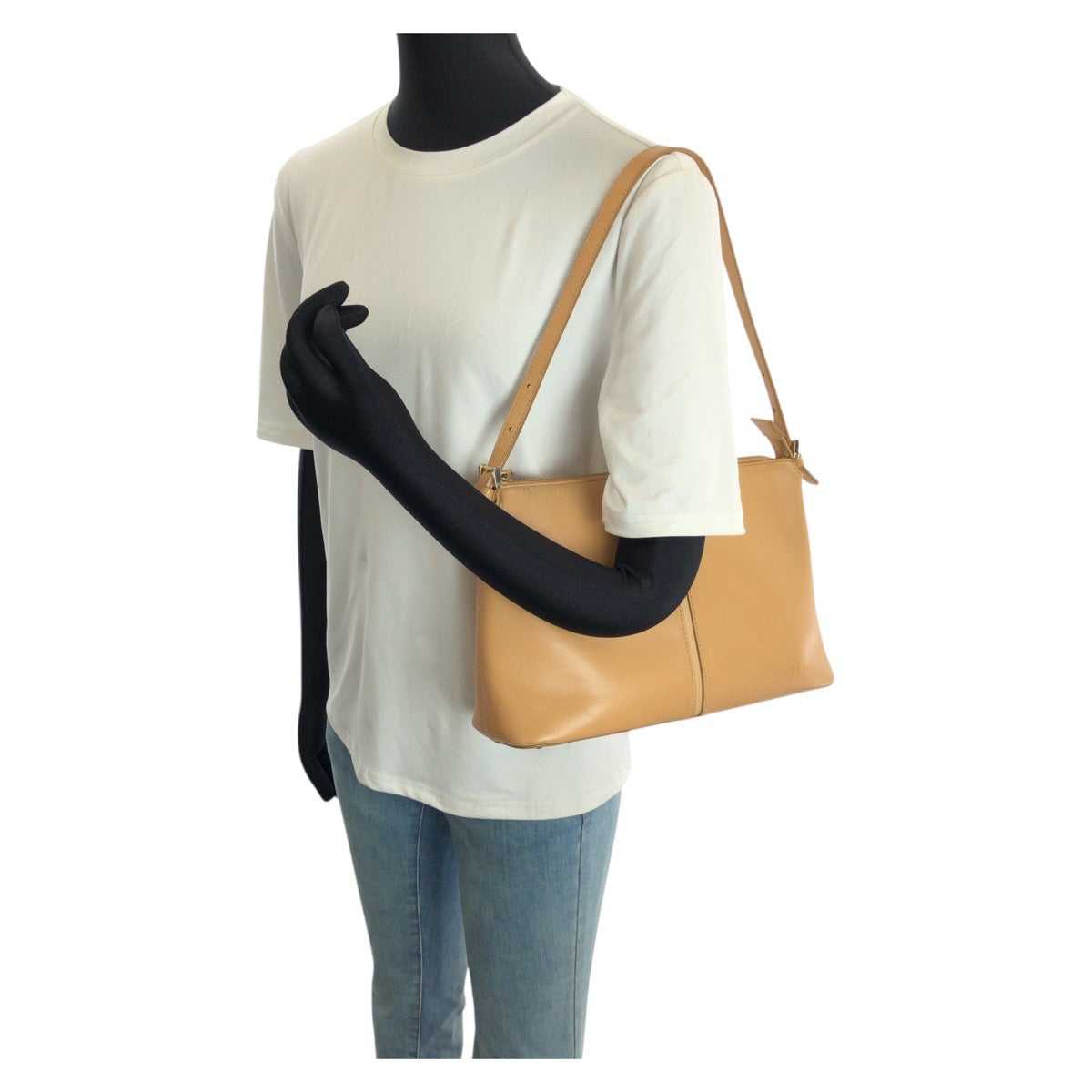 24726
BURBERRY バーバリー ロゴ ベージュ ゴールド金具 レザー ショルダーバッグ ハンドバッグ レディース AB21