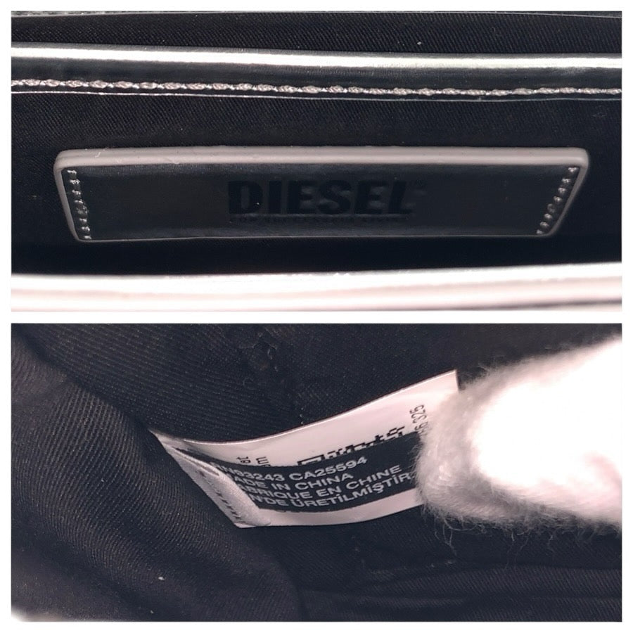 24728
DIESEL ディーゼル シルバー シルバー金具 牛革 ショルダーバッグ ハンドバッグ レディース SA28