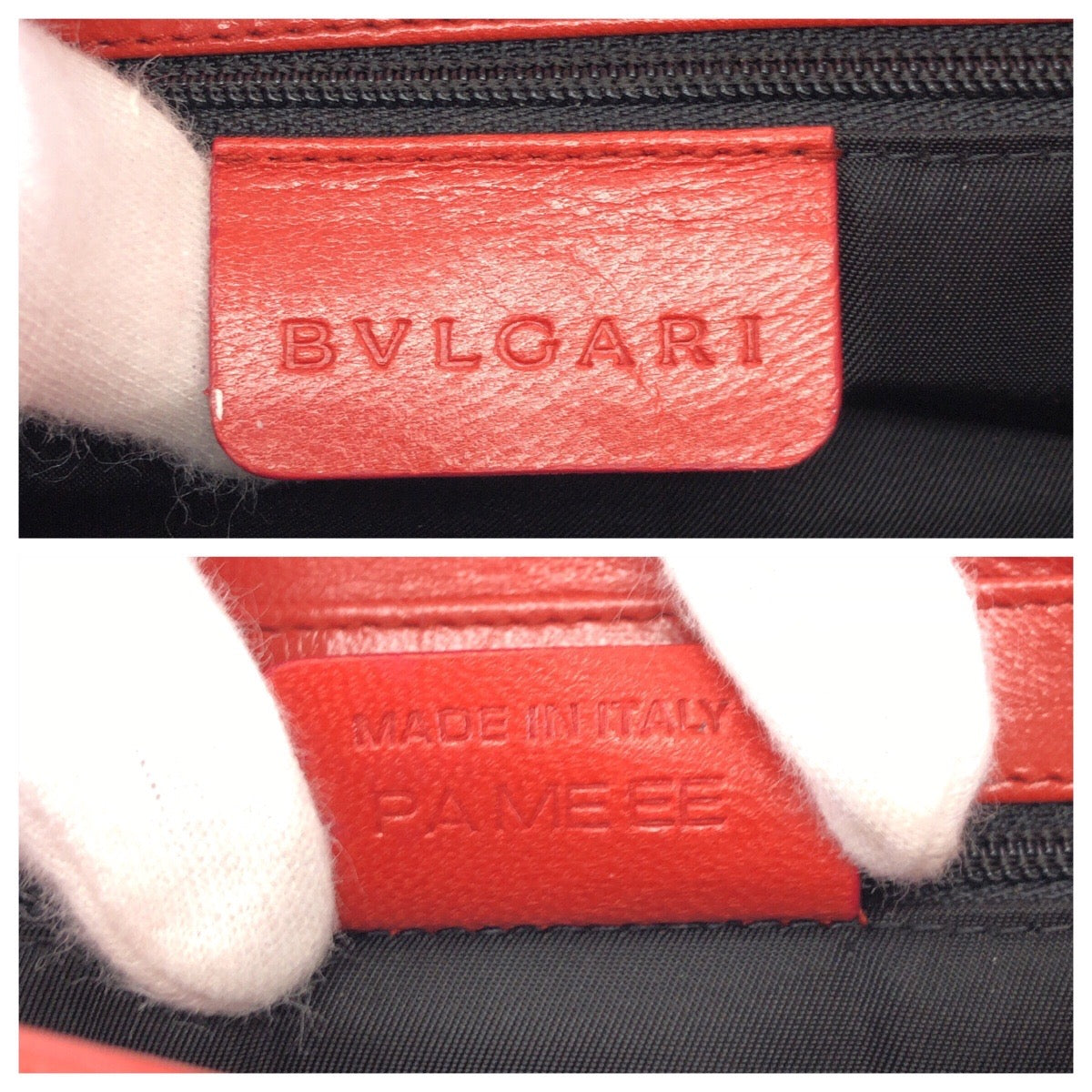 24730
BVLGARI ブルガリ ロゴマニア レッド アイボリー シルバー金具 キャンバス / レザー トートバッグ ショルダーバッグ レディース ABP14