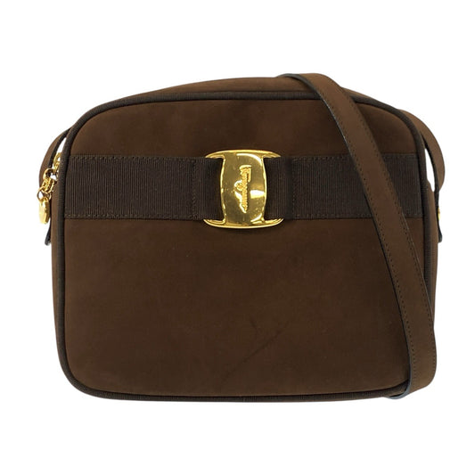 24734
Salvatore Ferragamo サルヴァトーレフェラガモ ヴァラリボン ブラウン ゴールド金具 スウェード D213096 ショルダーバッグ ポシェット レディース ABP23