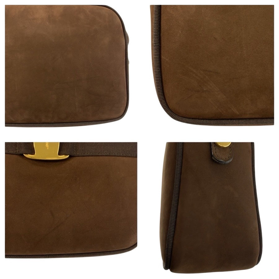 24734
Salvatore Ferragamo サルヴァトーレフェラガモ ヴァラリボン ブラウン ゴールド金具 スウェード D213096 ショルダーバッグ ポシェット レディース ABP23