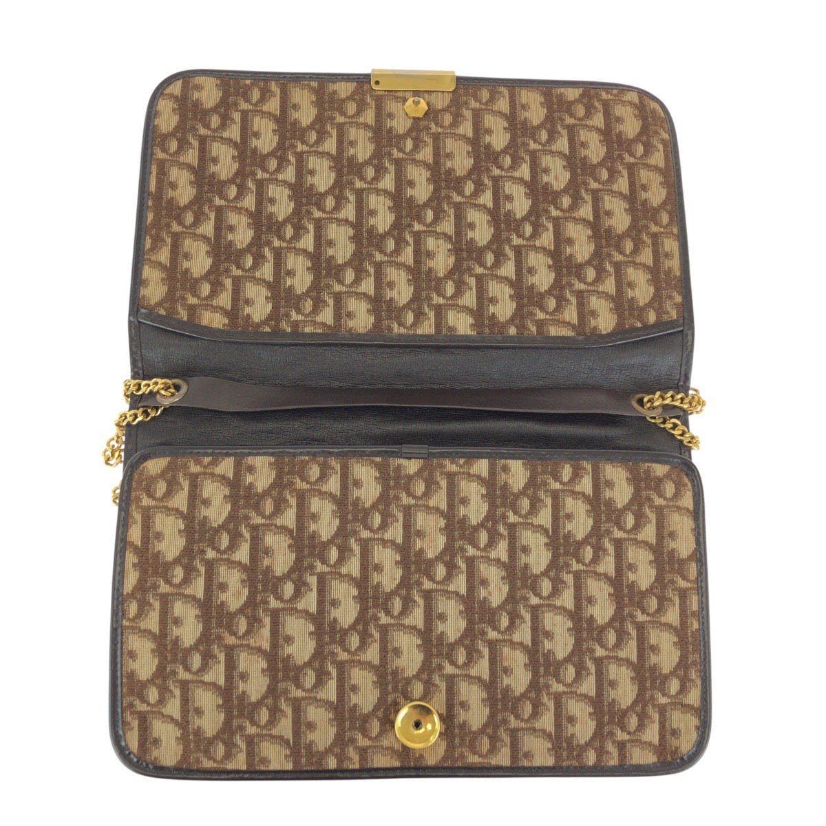 24735
Christian Dior クリスチャンディオール ヴィンテージ トロッター ベージュ ブラウン ゴールド金具 レザー / ジャガード チェーンショルダーバッグ ハンドバッグ ２WAY レディース AB28