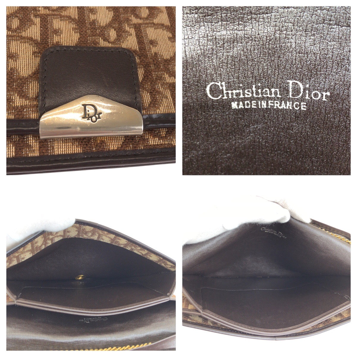 24735
Christian Dior クリスチャンディオール ヴィンテージ トロッター ベージュ ブラウン ゴールド金具 レザー / ジャガード チェーンショルダーバッグ ハンドバッグ ２WAY レディース AB28
