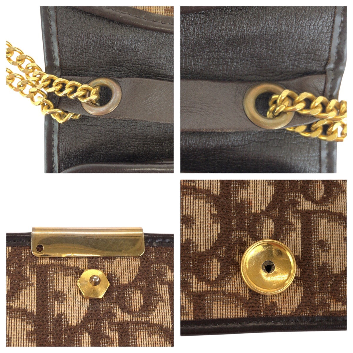 24735
Christian Dior クリスチャンディオール ヴィンテージ トロッター ベージュ ブラウン ゴールド金具 レザー / ジャガード チェーンショルダーバッグ ハンドバッグ ２WAY レディース AB28