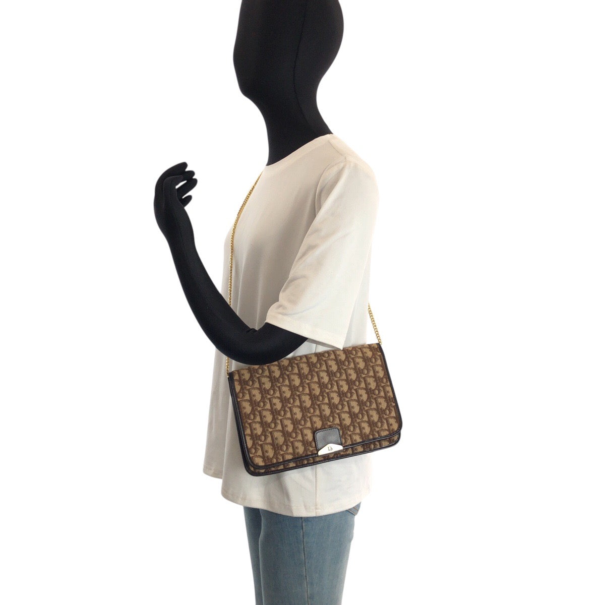 24735
Christian Dior クリスチャンディオール ヴィンテージ トロッター ベージュ ブラウン ゴールド金具 レザー / ジャガード チェーンショルダーバッグ ハンドバッグ ２WAY レディース AB28
