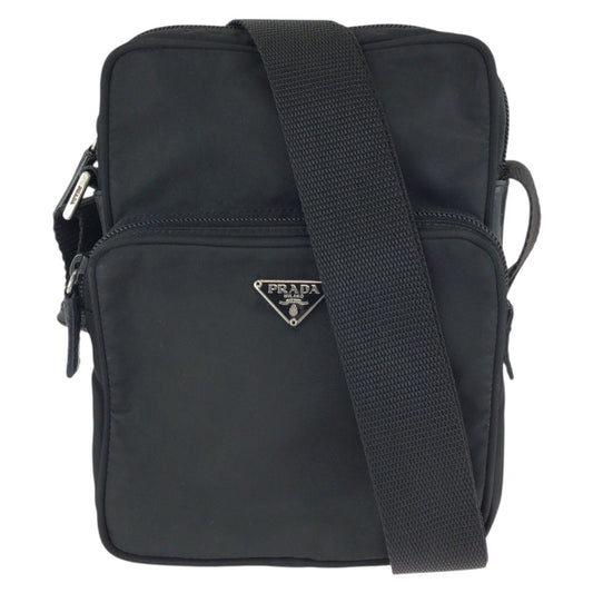 24736
PRADA プラダ テスート 三角ロゴプレート ブラック 黒 シルバー金具 ナイロン ショルダーバッグ ポシェット レディース AB21