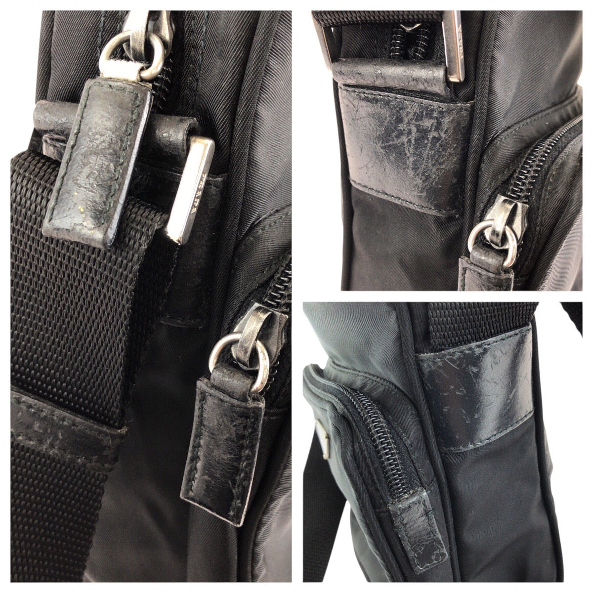 24736
PRADA プラダ テスート 三角ロゴプレート ブラック 黒 シルバー金具 ナイロン ショルダーバッグ ポシェット レディース AB21