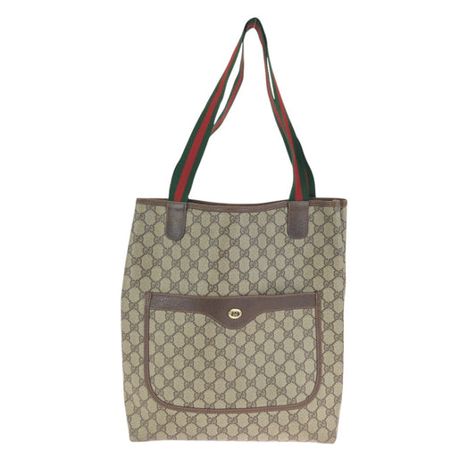 24739
GUCCI グッチ ヴィンテージ シェリーライン ベージュ ブラウン GGスプリームキャンバス / レザー 89 02 003 トートバッグ ショルダーバッグ レディース AB21