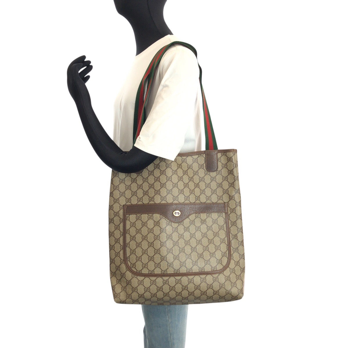 24739
GUCCI グッチ ヴィンテージ シェリーライン ベージュ ブラウン GGスプリームキャンバス / レザー 89 02 003 トートバッグ ショルダーバッグ レディース AB21