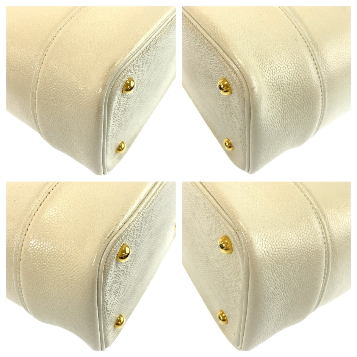 24740
VERSACE ヴェルサーチ ヴィンテージ サンバースト ホワイト アイボリー ゴールド金具 レザー ハンドバッグ バニティバッグ レディース ABP35