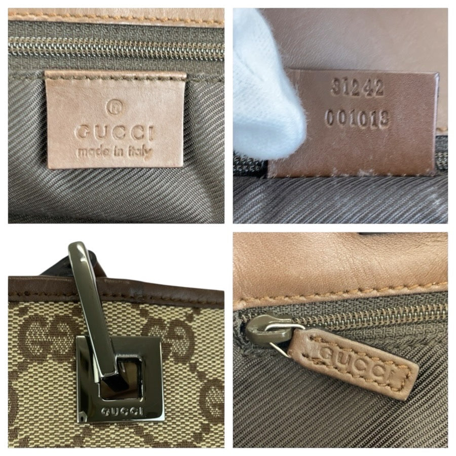 24741
GUCCI グッチ ベージュ ブラウン シルバー金具 GGキャンバス / レザー 31242 トートバッグ ショルダーバッグ レディース ABP28