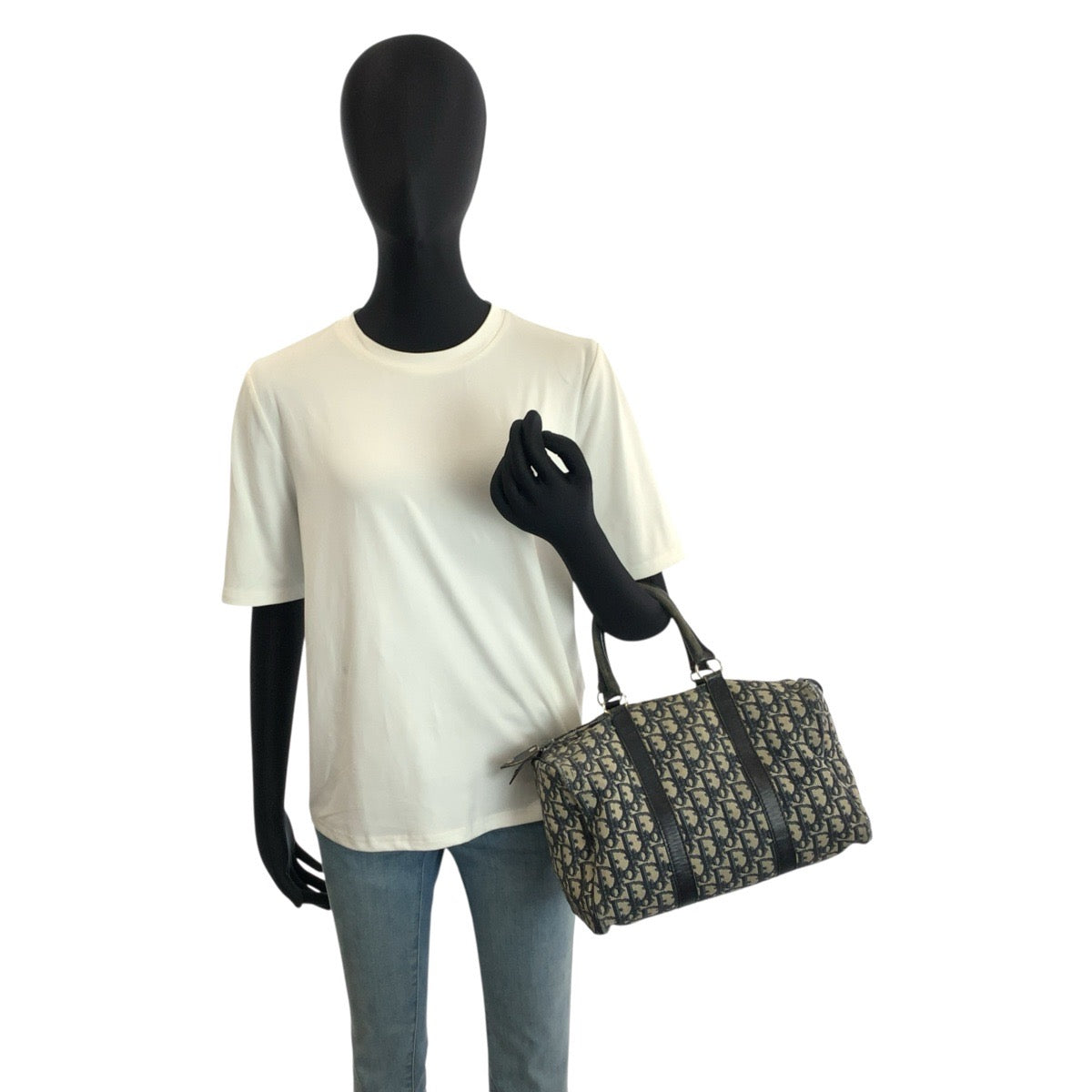 24742
Christian Dior クリスチャンディオール ヴィンテージ トロッター ネイビー シルバー金具 キャンバス / レザー ハンドバッグ ボストンバッグ レディース AB35