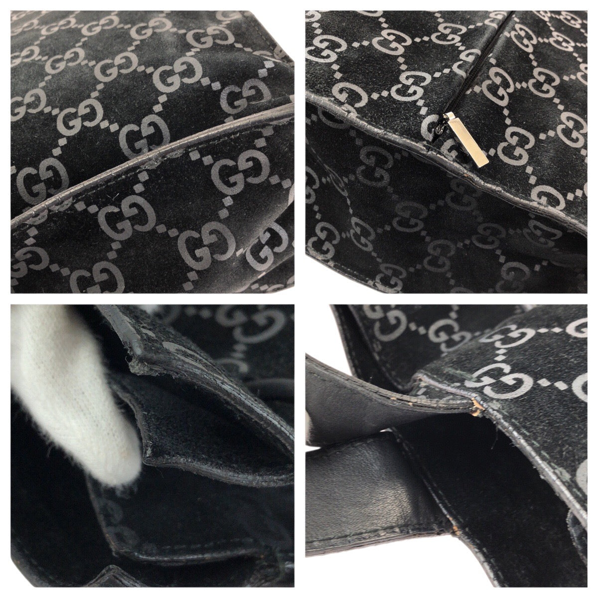 24747
GUCCI グッチ ヴィンテージ GG柄 ブラック 黒 シルバー金具 スウェード 002 1052 トートバッグ ショルダーバッグ レディース ABP28