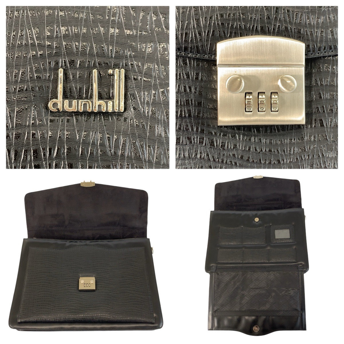 24748
Dunhill ダンヒル ブラック 黒 シルバー金具 レザー ビジネスバッグ ブリーフケース メンズ A28