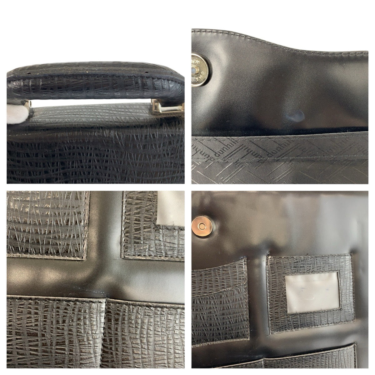 24748
Dunhill ダンヒル ブラック 黒 シルバー金具 レザー ビジネスバッグ ブリーフケース メンズ A28