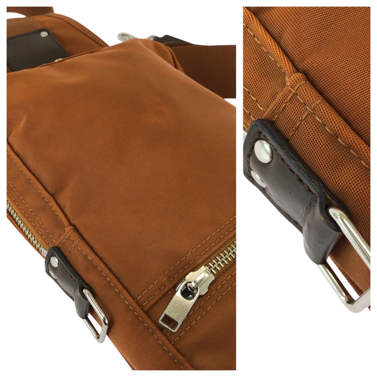 24749
PORTER ポーター LIFT ブラウン キャメル シルバー金具 ナイロン / レザー ショルダーバッグ ボディバッグ メンズ ABP14