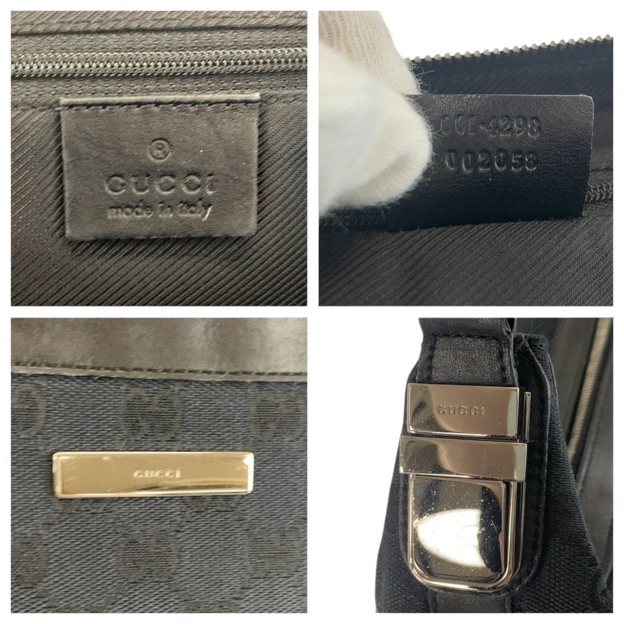 24752
GUCCI グッチ ブラック 黒 シルバー金具 GGキャンバス / レザー 001 4298 ショルダーバッグ レディース AB23
