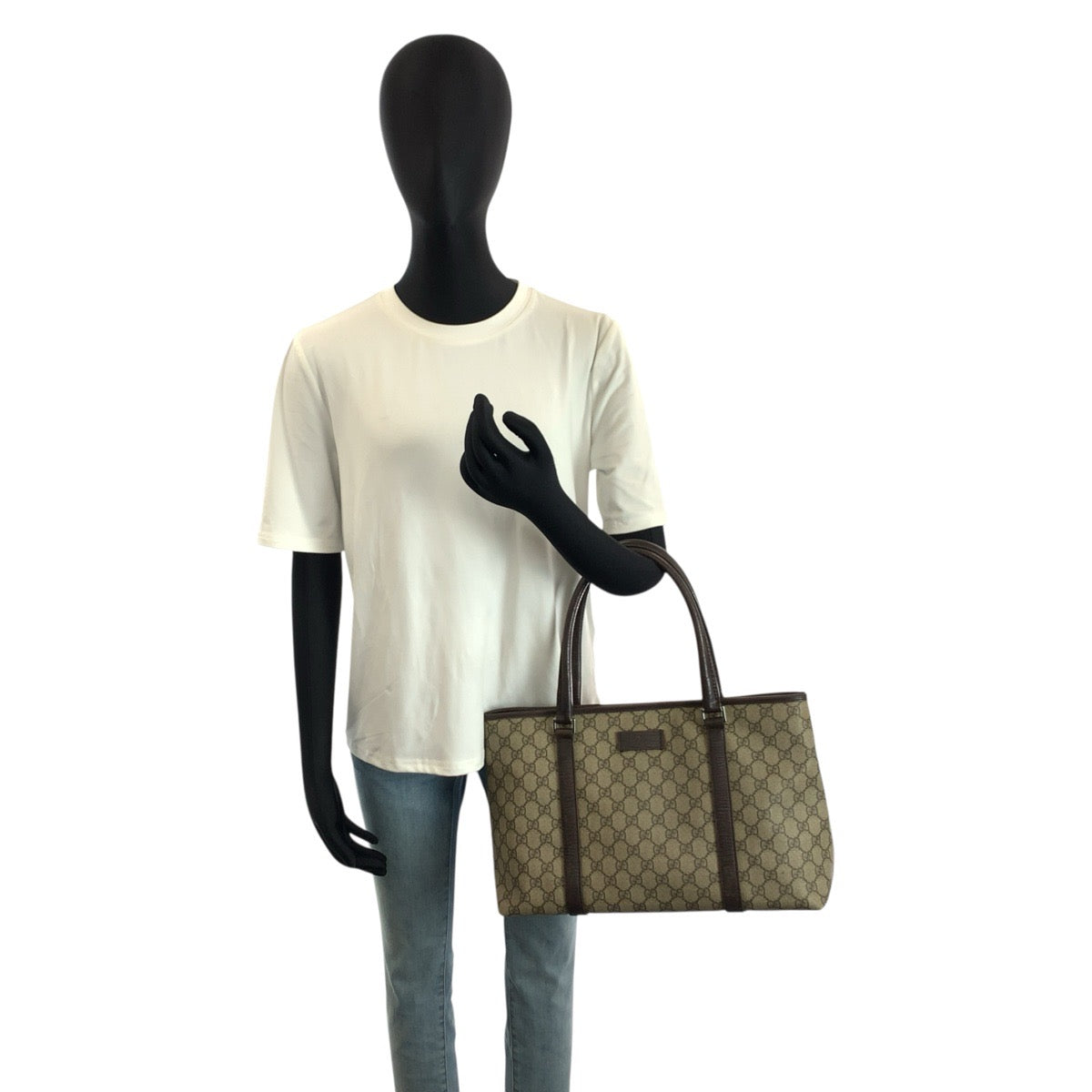24753
GUCCI グッチ ベージュ ブラウン GGスプリームキャンバス / レザー 114595 トートバッグ ハンドバッグ レディース AB28