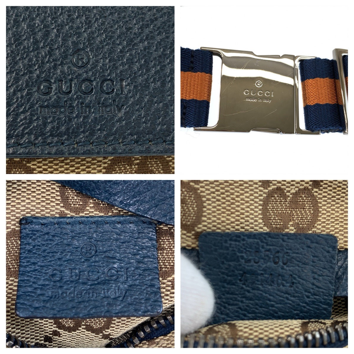 24754
GUCCI グッチ シェリーライン ブラウン ブルー シルバー金具 GGキャンバス / レザー 28566 491404 ボディバッグ ウエストポーチ バムバッグ レディース A49