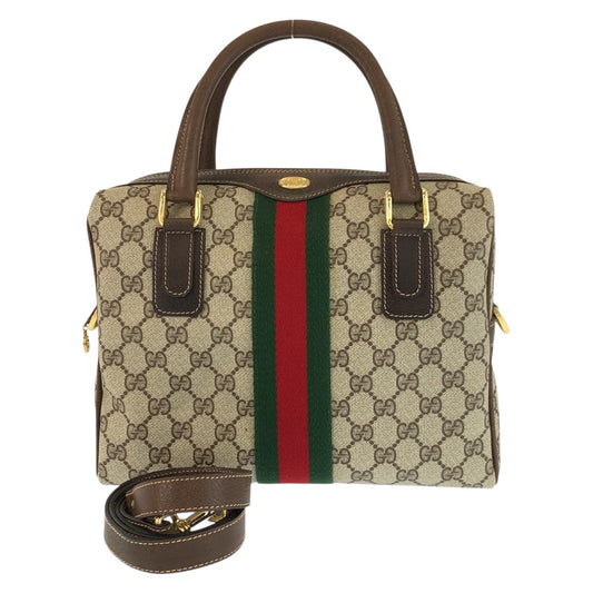 24755
GUCCI グッチ ヴィンテージ シェリーライン ブラウン ベージュ ゴールド金具 GGスプリームキャンバス / レザー 37 02 3839 ハンドバッグ ショルダーバッグ 2way レディース ABP49