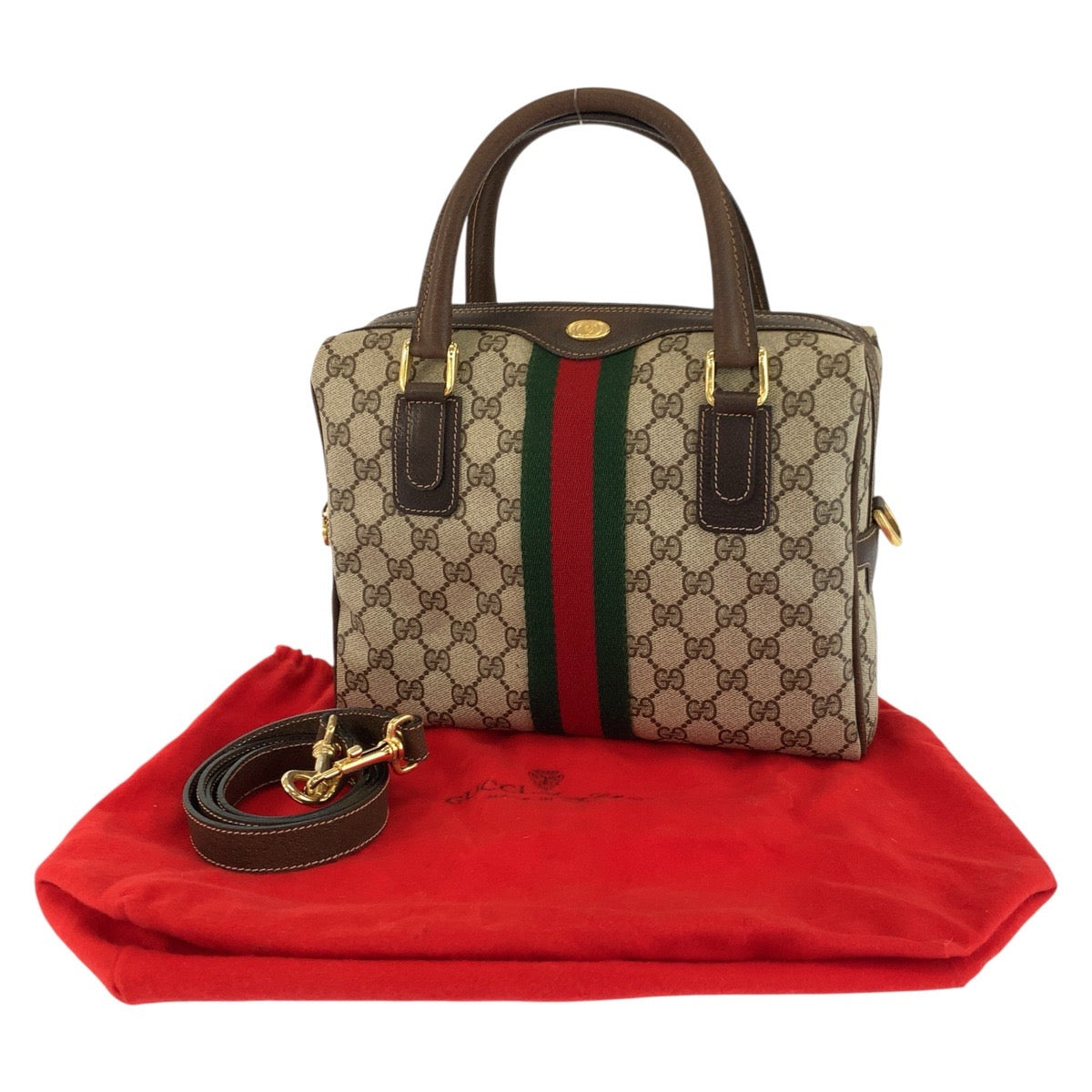 24755
GUCCI グッチ ヴィンテージ シェリーライン ブラウン ベージュ ゴールド金具 GGスプリームキャンバス / レザー 37 02 3839 ハンドバッグ ショルダーバッグ 2way レディース ABP49
