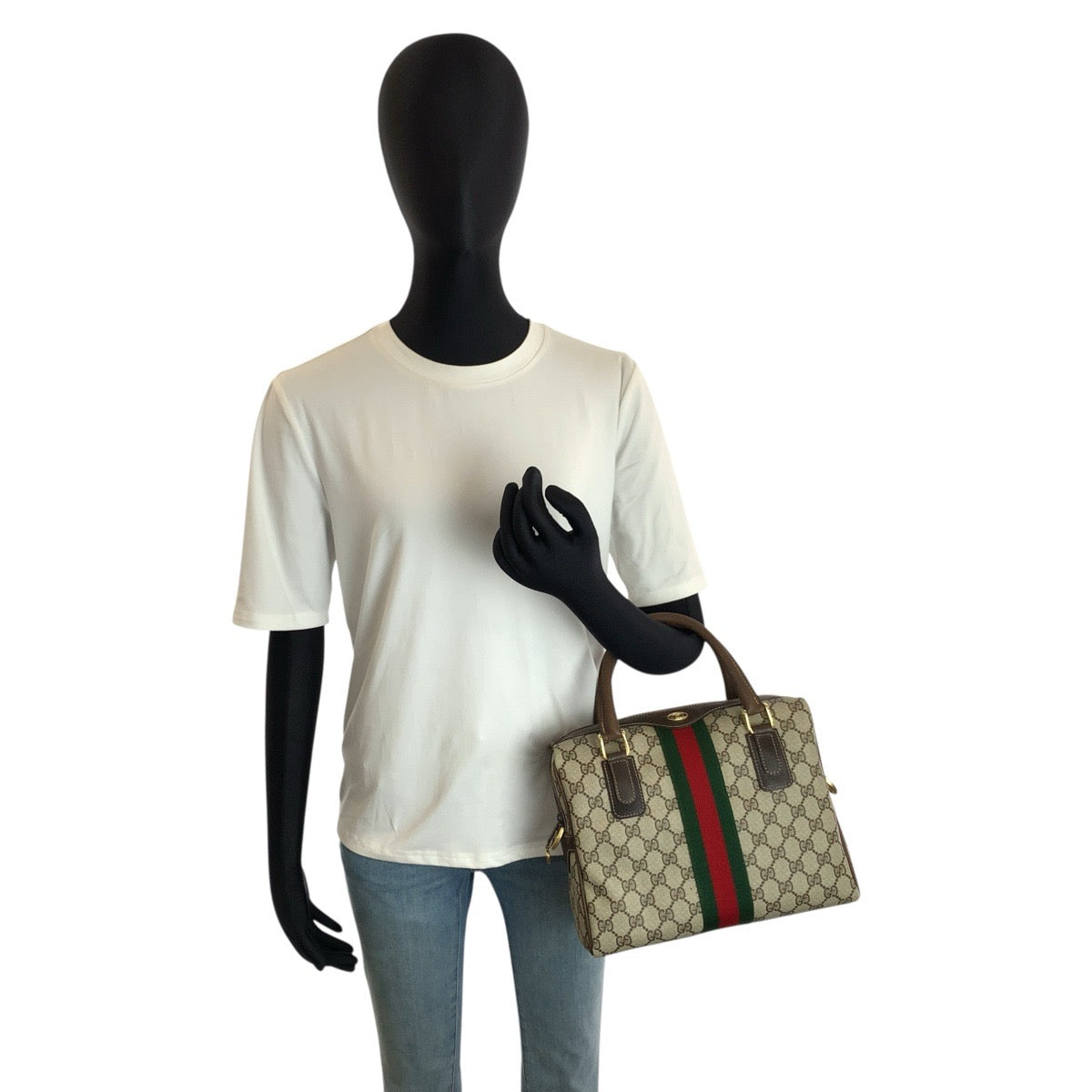 24755
GUCCI グッチ ヴィンテージ シェリーライン ブラウン ベージュ ゴールド金具 GGスプリームキャンバス / レザー 37 02 3839 ハンドバッグ ショルダーバッグ 2way レディース ABP49