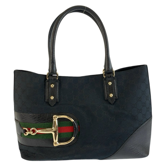 24756
GUCCI グッチ ホースビット シェリーライン ブラック 黒 ゴールド金具 GGキャンバス / レザー 137385 トートバッグ ハンドバッグ レディース ABP49
