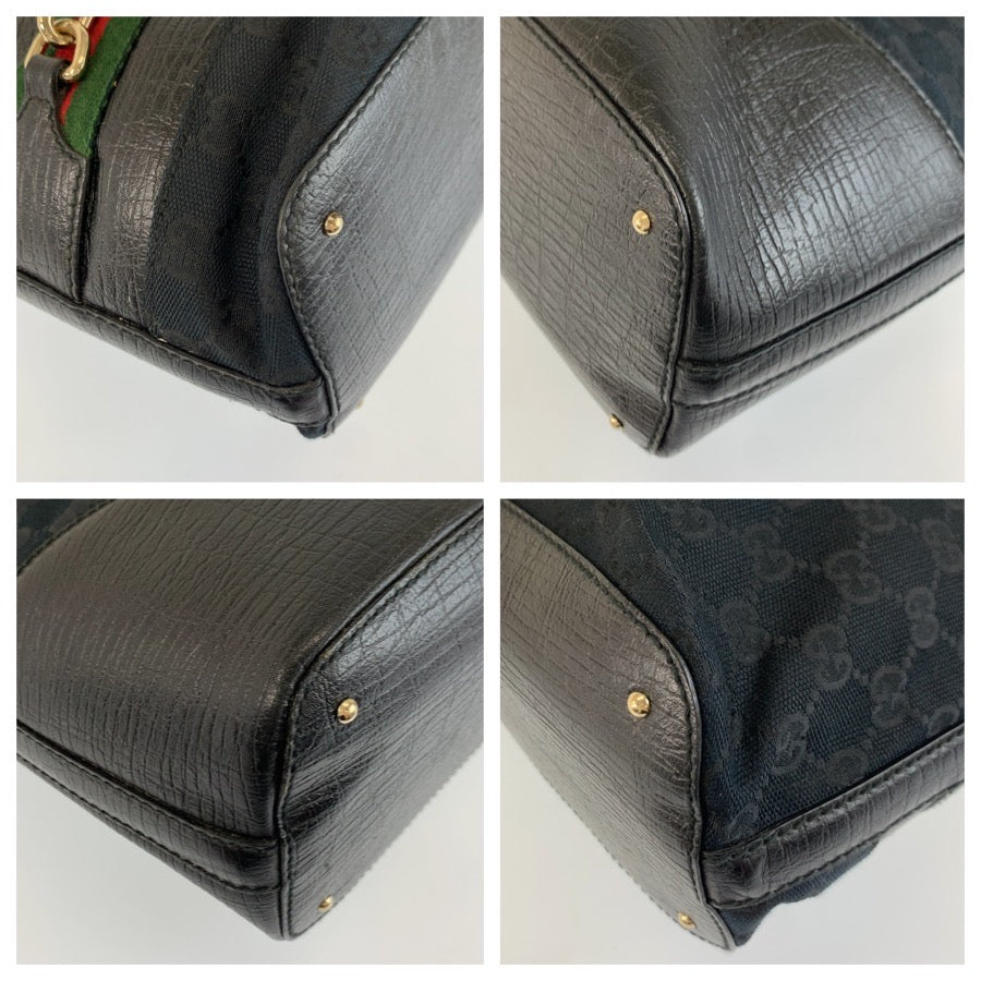 24756
GUCCI グッチ ホースビット シェリーライン ブラック 黒 ゴールド金具 GGキャンバス / レザー 137385 トートバッグ ハンドバッグ レディース ABP49