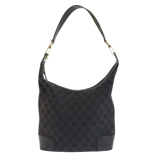 24757
GUCCI グッチ ブラック 黒 ゴールド金具 GGキャンバス / レザー 143744 ショルダーバッグ レディース ABP28