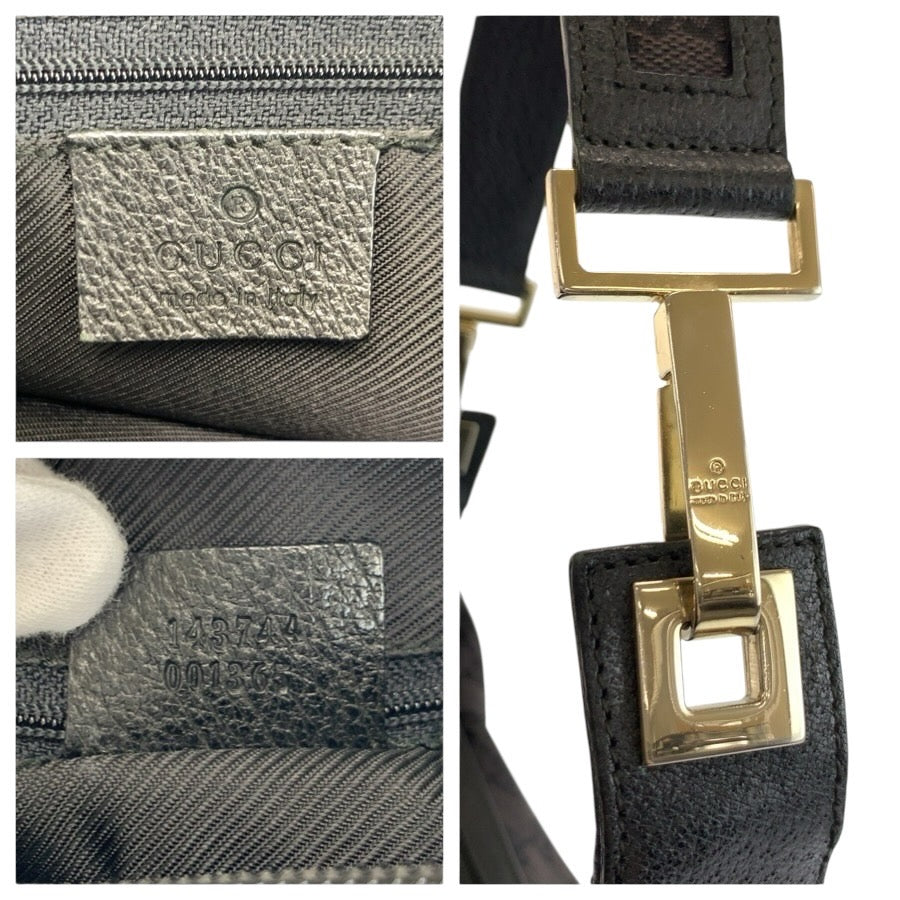 24757
GUCCI グッチ ブラック 黒 ゴールド金具 GGキャンバス / レザー 143744 ショルダーバッグ レディース ABP28