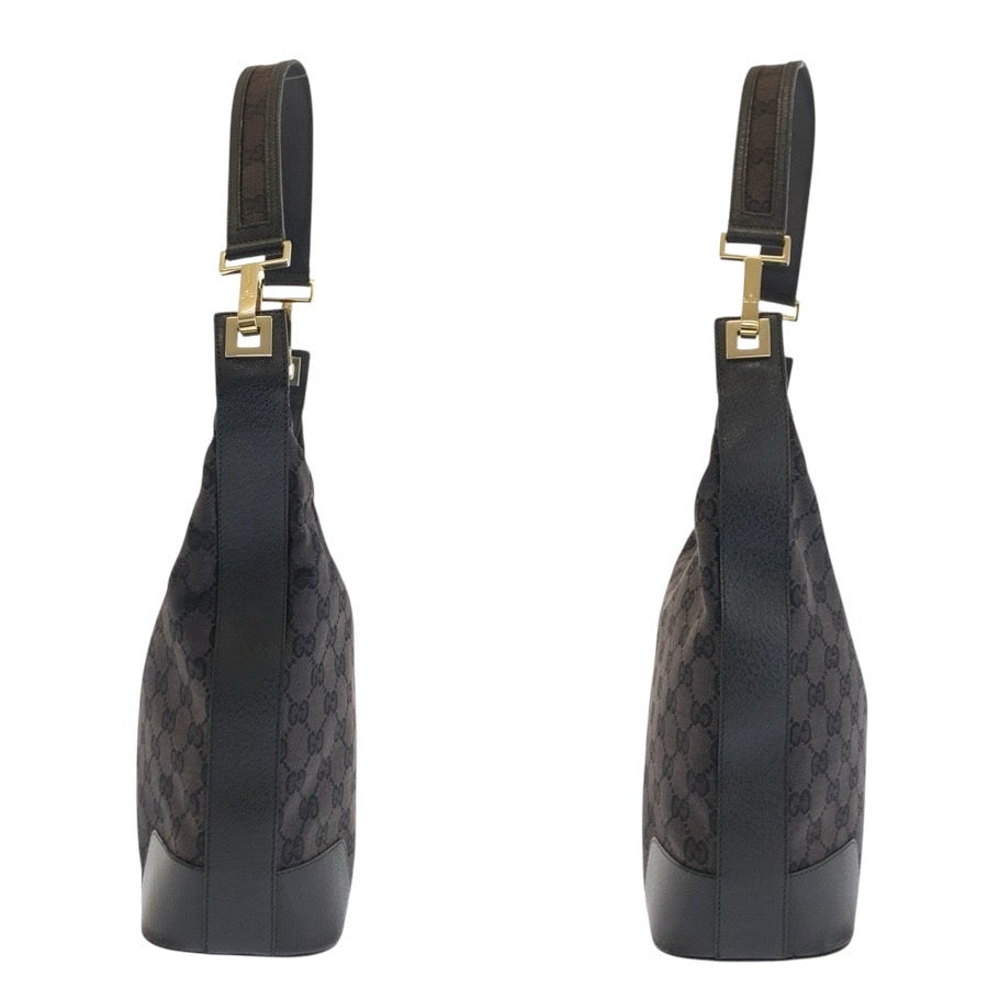 24757
GUCCI グッチ ブラック 黒 ゴールド金具 GGキャンバス / レザー 143744 ショルダーバッグ レディース ABP28