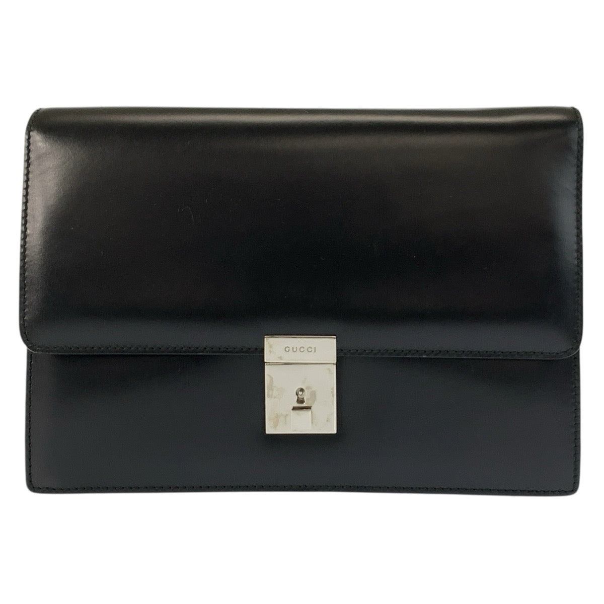 24758
GUCCI グッチ ブラック 黒 シルバー金具 レザー 0181600 クラッチバッグ セカンドバッグ メンズ ABP21
