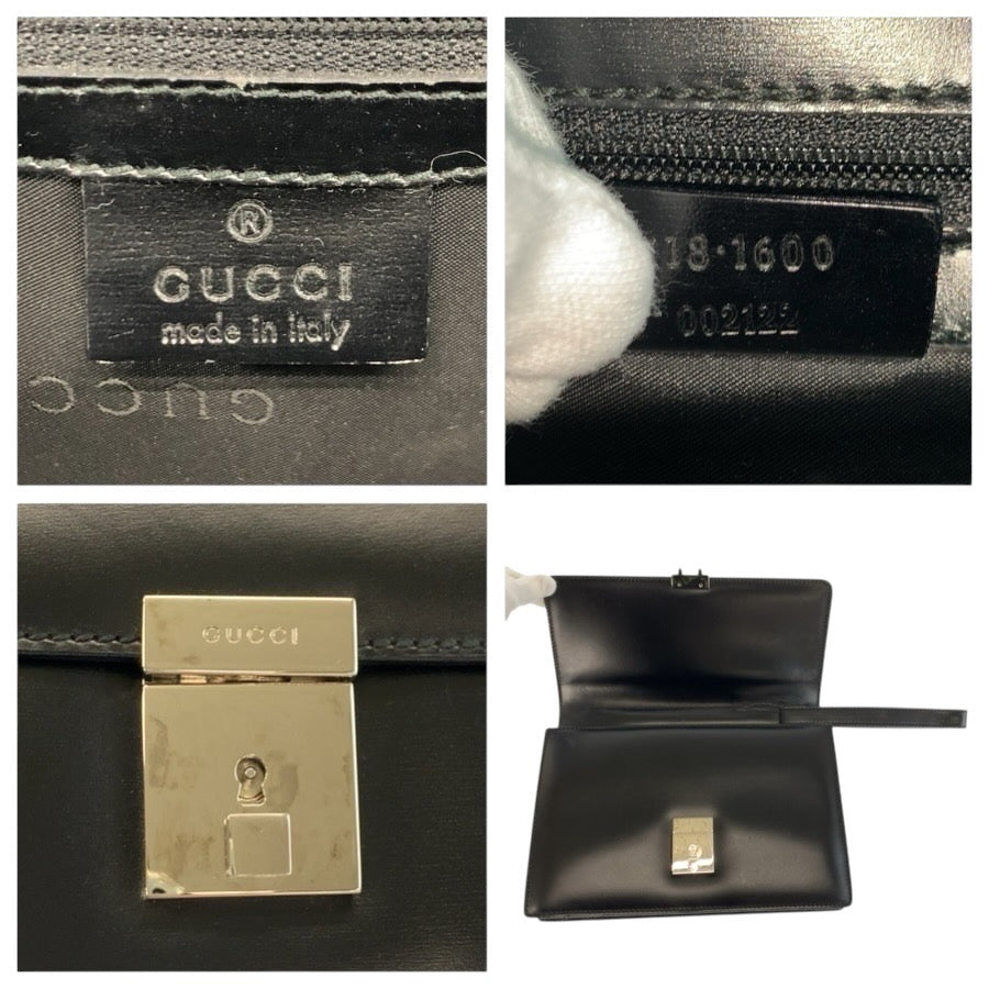 24758
GUCCI グッチ ブラック 黒 シルバー金具 レザー 0181600 クラッチバッグ セカンドバッグ メンズ ABP21
