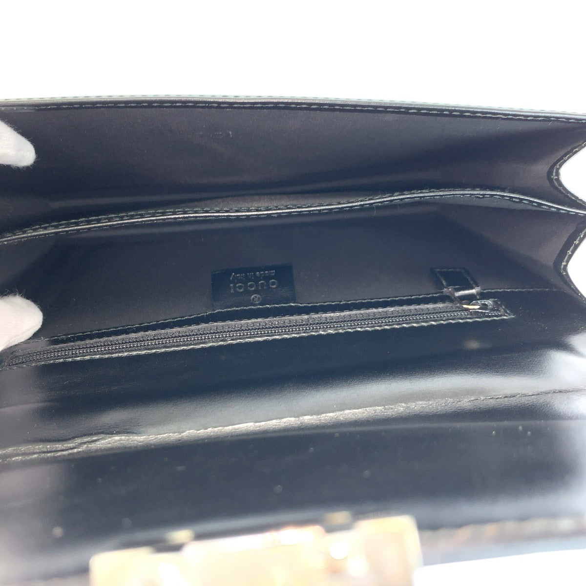 24758
GUCCI グッチ ブラック 黒 シルバー金具 レザー 0181600 クラッチバッグ セカンドバッグ メンズ ABP21