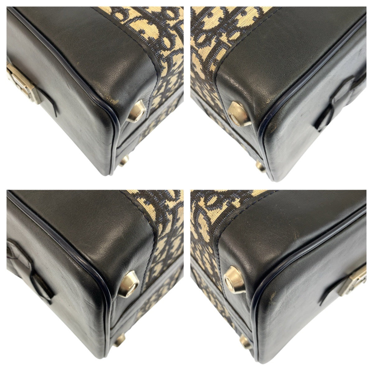24761
Christian Dior クリスチャンディオール ヴィンテージ トロッター ネイビー シルバー金具 キャンバス / レザー ボストンバッグ ハンドバッグ レディース AB49