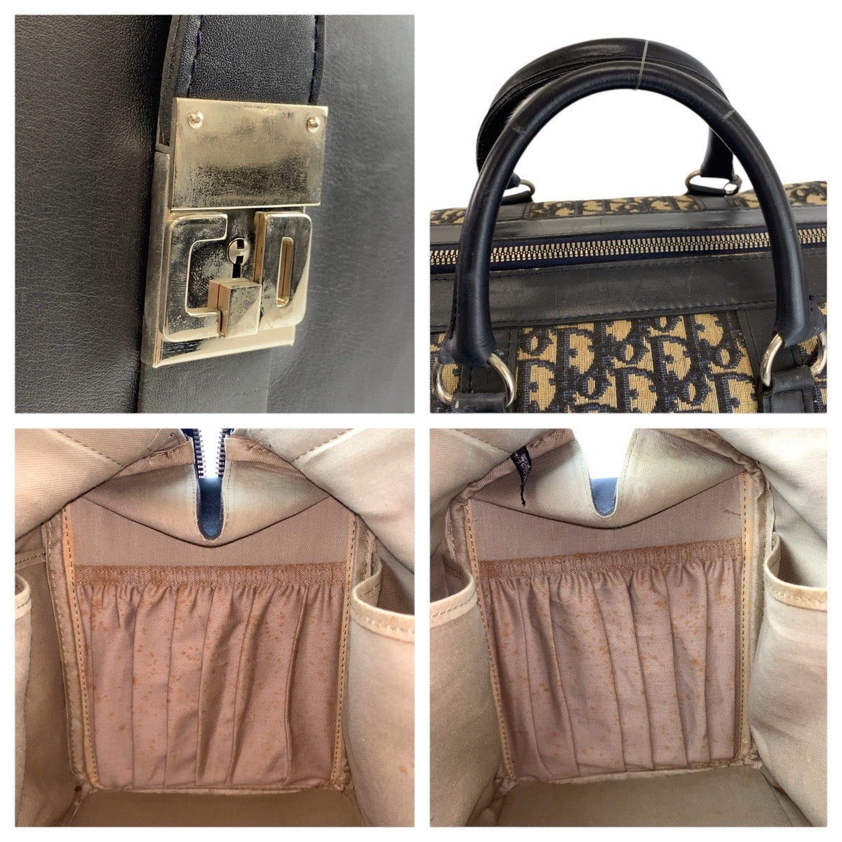 24761
Christian Dior クリスチャンディオール ヴィンテージ トロッター ネイビー シルバー金具 キャンバス / レザー ボストンバッグ ハンドバッグ レディース AB49