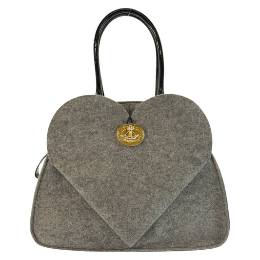 24763
Vivienne Westwood ヴィヴィアンウエストウッド ハート グレー ウール ハンドバッグ レディース AB14