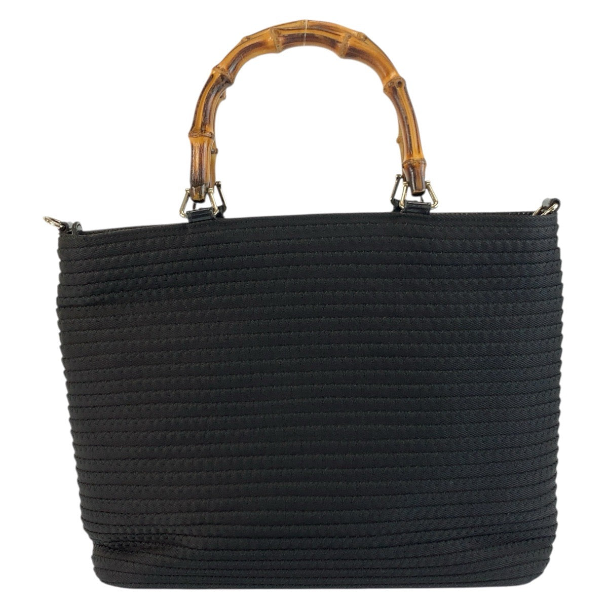 24764
GUCCI グッチ バンブー ブラック 黒 シルバー金具 ナイロン 000 1998 0540 ハンドバッグ トートバッグ レディース ABP21