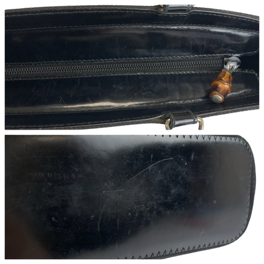 24764
GUCCI グッチ バンブー ブラック 黒 シルバー金具 ナイロン 000 1998 0540 ハンドバッグ トートバッグ レディース ABP21