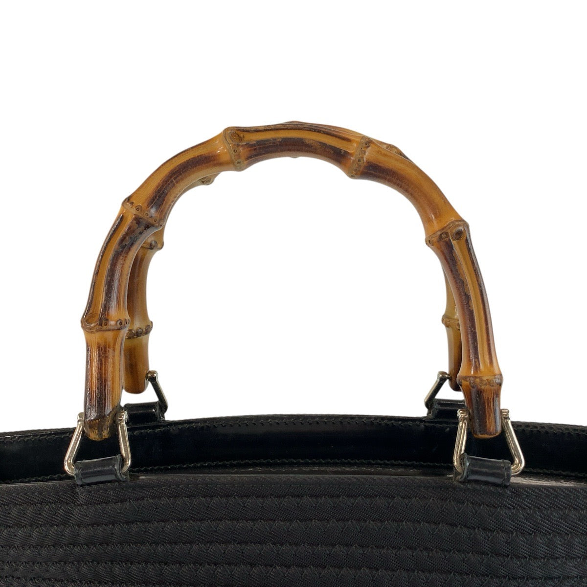 24764
GUCCI グッチ バンブー ブラック 黒 シルバー金具 ナイロン 000 1998 0540 ハンドバッグ トートバッグ レディース ABP21