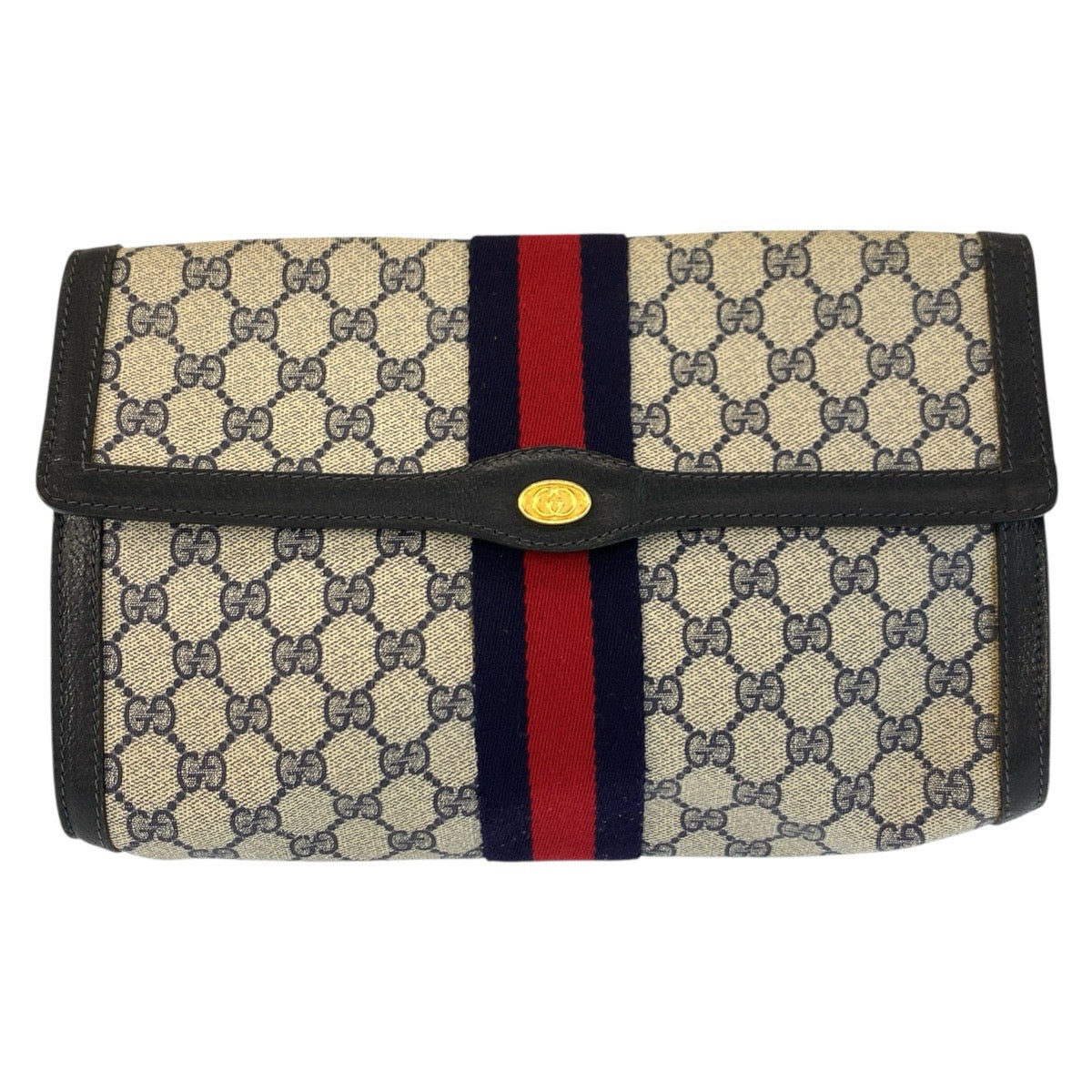 24766
GUCCI グッチ ヴィンテージ シェリーライン グレー ネイビー ゴールド金具 GGスプリームキャンバス / レザー 41 014 3087 30 クラッチバッグ セカンドバッグ レディース AB21
