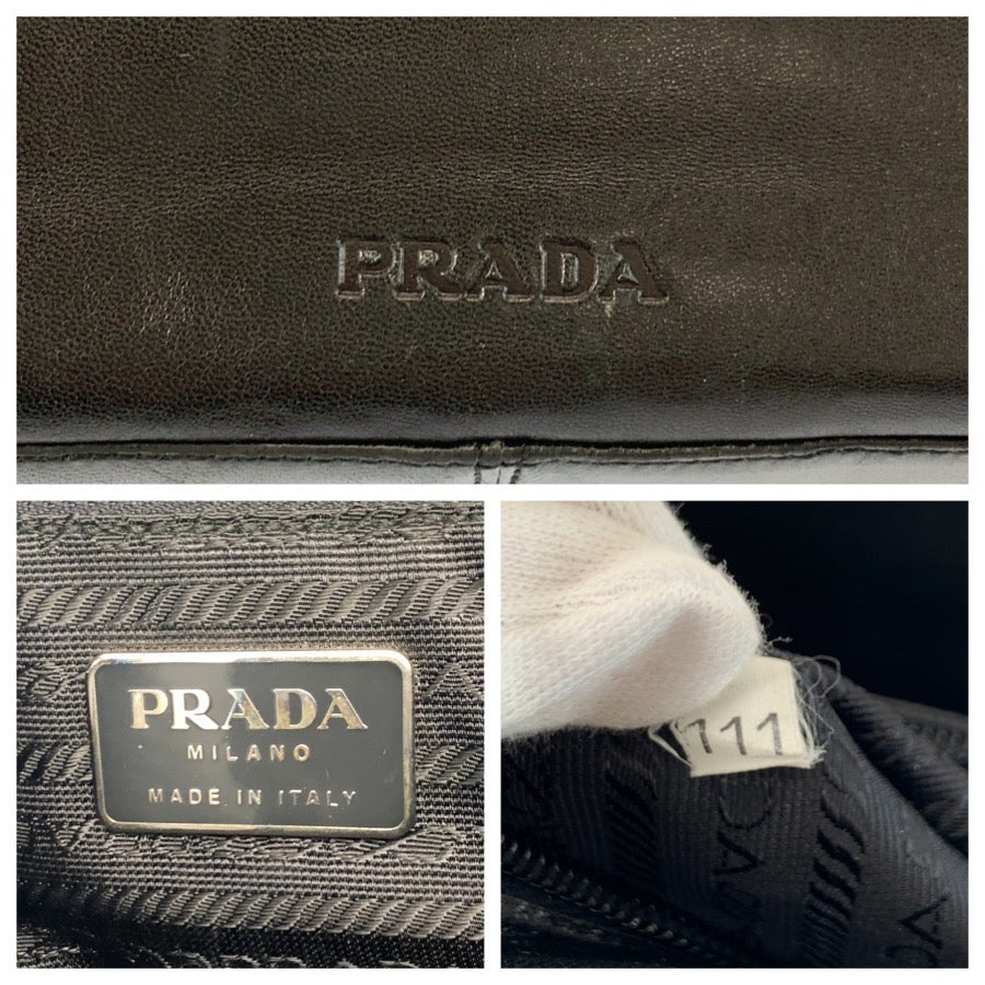 24767
PRADA プラダ ブラック 黒 レザー ハンドバッグ トートバッグ レディース AB35