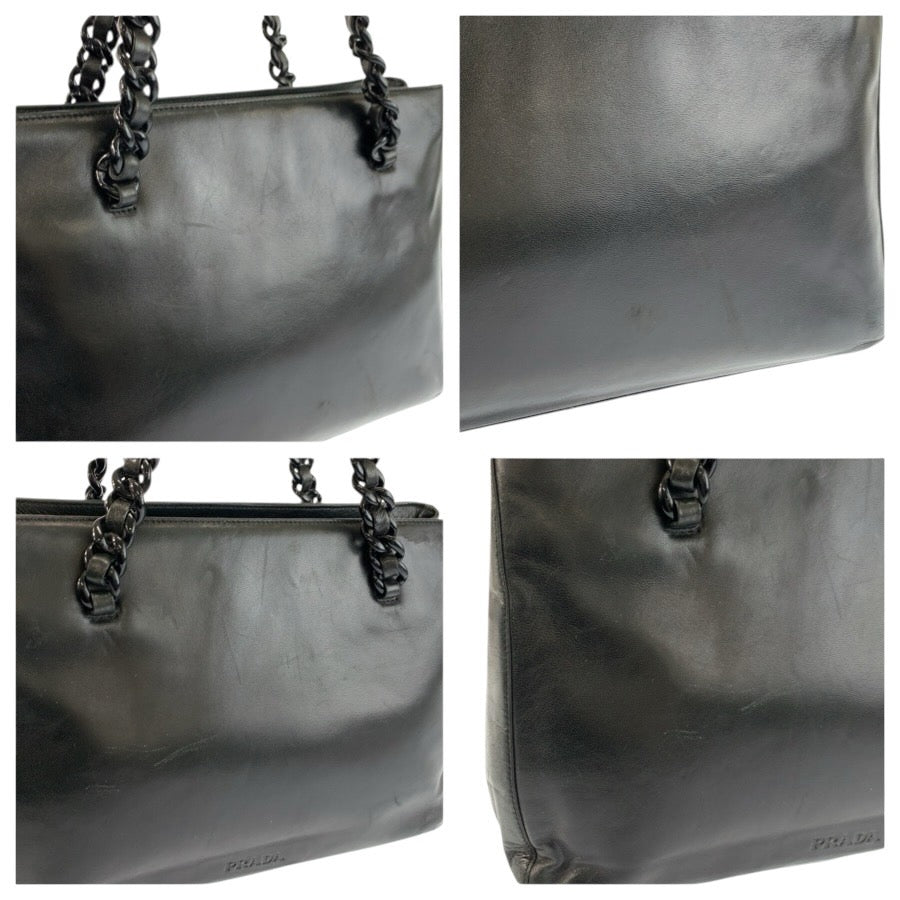 24767
PRADA プラダ ブラック 黒 レザー ハンドバッグ トートバッグ レディース AB35