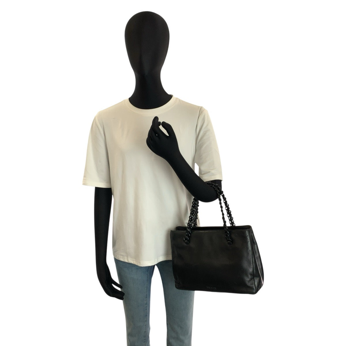 24767
PRADA プラダ ブラック 黒 レザー ハンドバッグ トートバッグ レディース AB35